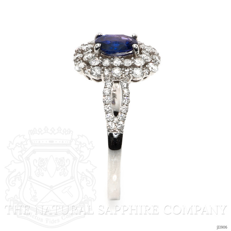 1.32 Ct. Purplish Blue Sapphire Pave Ring, 14K White Gold