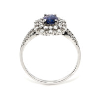 1.32 Ct. Purplish Blue Sapphire Pave Ring, 14K White Gold Image