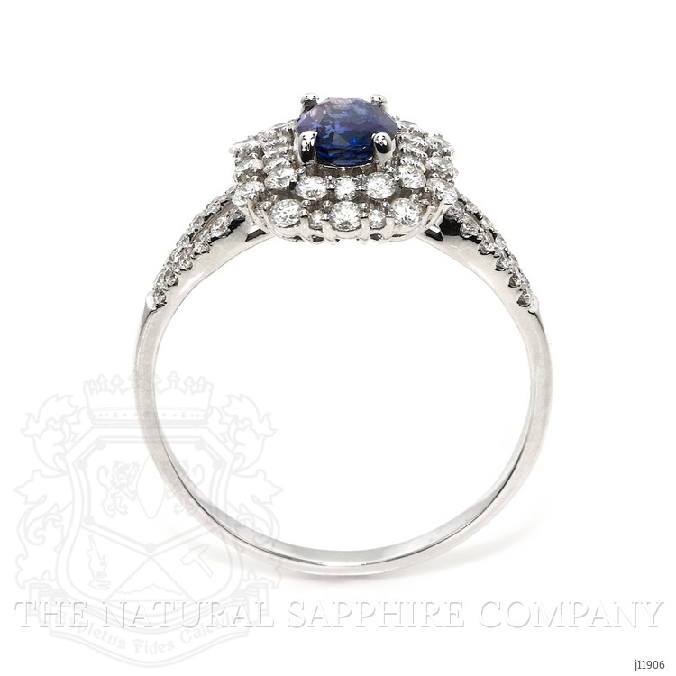 1.32 Ct. Purplish Blue Sapphire Pave Ring, 14K White Gold