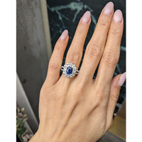1.32 Ct. Purplish Blue Sapphire Pave Ring, 14K White Gold Life Style
