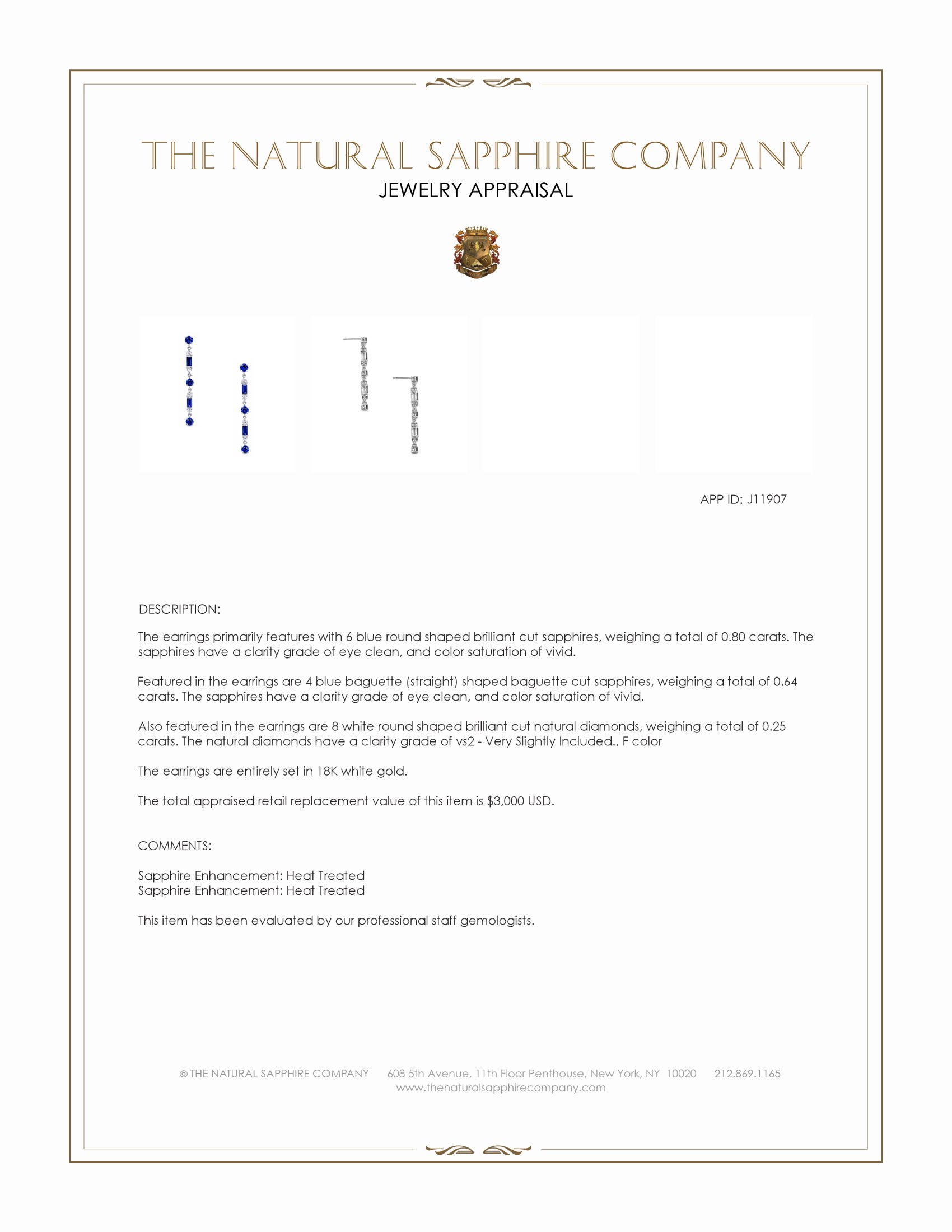 0.80 Ct.Tw. Blue Sapphire and Natural Diamond Drops Earrings, 18K White Gold