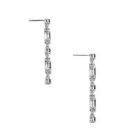 0.80&nbsp;Ct.Tw.Total Carat Weight Blue Sapphire and Natural Diamond Drops Earrings, 18K White Gold Image