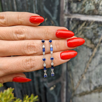 0.80&nbsp;Ct.Tw.Total Carat Weight Blue Sapphire and Natural Diamond Drops Earrings, 18K White Gold Life Style