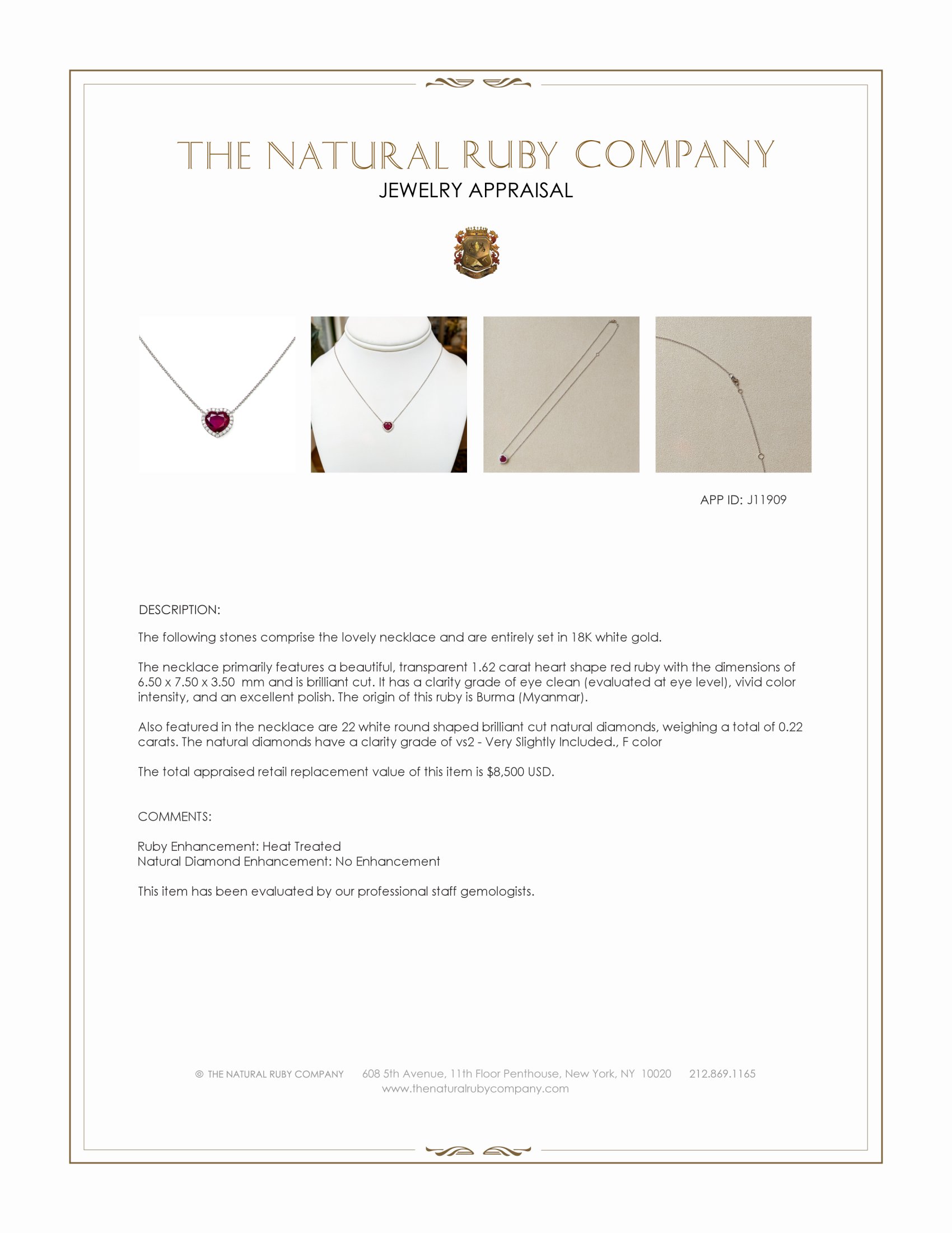 1.62 Ct. Ruby and Natural Diamond Halo Necklace, 18K White Gold