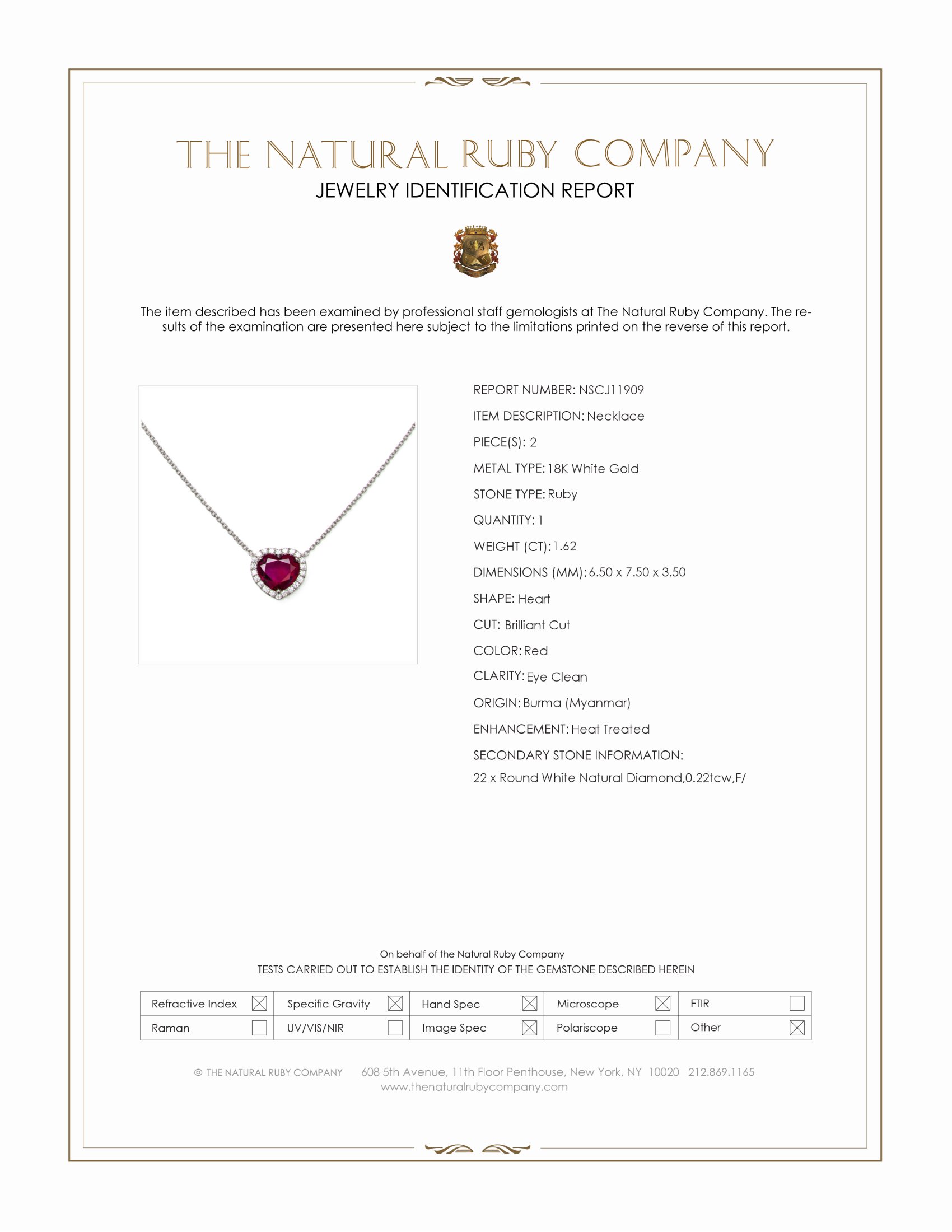 1.62 Ct. Ruby and Natural Diamond Halo Necklace, 18K White Gold