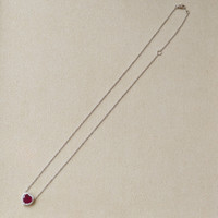 1.62 Ct. Ruby and Natural Diamond Halo Necklace, 18K White Gold Image