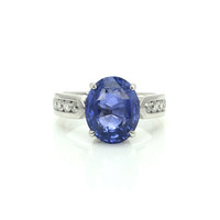 9.19 Ct. Blue Sapphire and Natural Diamond Pave Ring, Platinum 950 Video