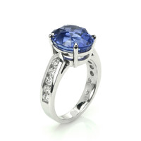 9.19 Ct. Blue Sapphire and Natural Diamond Pave Ring, Platinum 950 Image