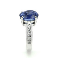 9.19 Ct. Blue Sapphire and Natural Diamond Pave Ring, Platinum 950 Image