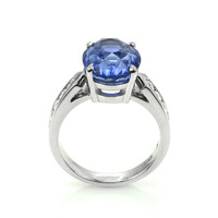 9.19 Ct. Blue Sapphire and Natural Diamond Pave Ring, Platinum 950 Image