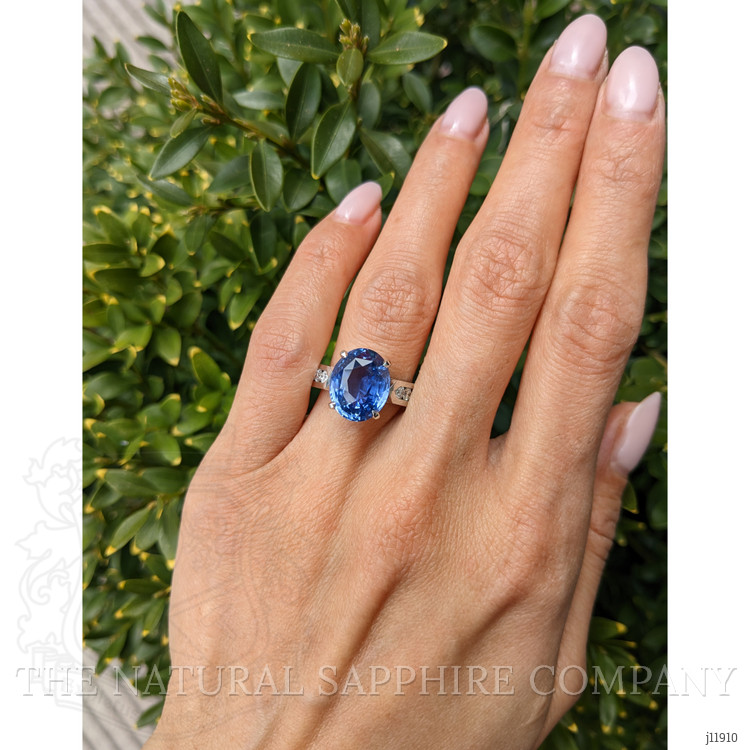 9.19 Ct. Blue Sapphire and Natural Diamond Pave Ring, Platinum 950