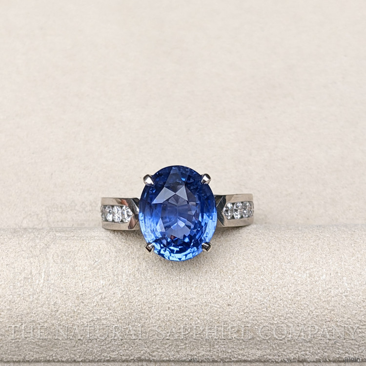 9.19 Ct. Blue Sapphire and Natural Diamond Pave Ring, Platinum 950