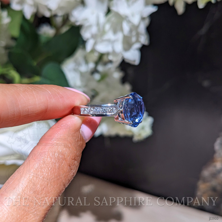 9.19 Ct. Blue Sapphire and Natural Diamond Pave Ring, Platinum 950