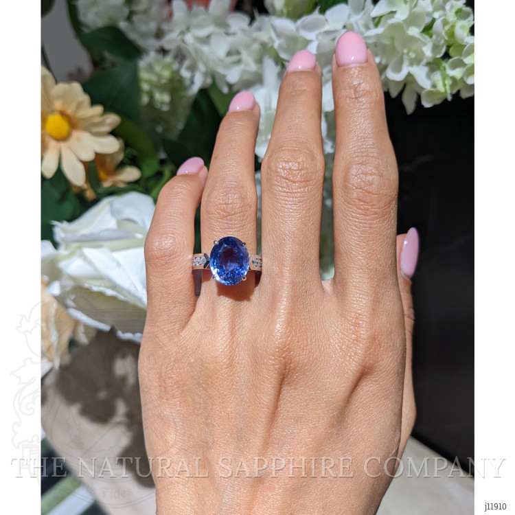 9.19 Ct. Blue Sapphire and Natural Diamond Pave Ring, Platinum 950