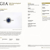 1.98 Ct. Blue Sapphire and Natural Diamond Pave Ring, 18K White Gold Scan Report