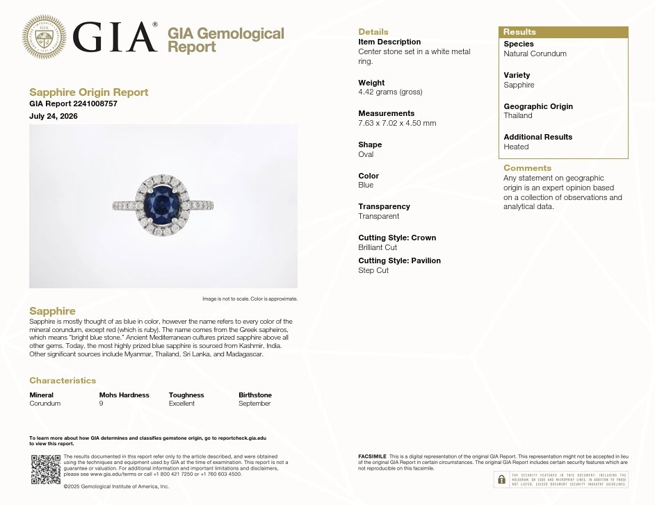 1.98 Ct. Blue Sapphire and Natural Diamond Pave Ring, 18K White Gold