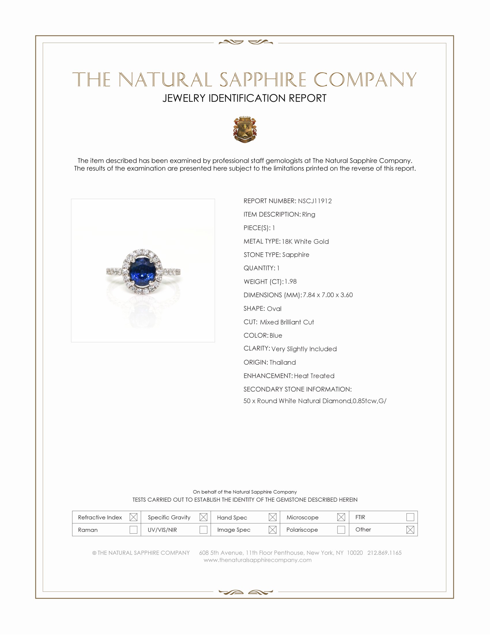 1.98 Ct. Blue Sapphire and Natural Diamond Pave Ring, 18K White Gold