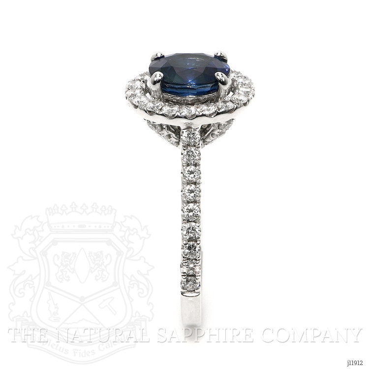1.98 Ct. Blue Sapphire and Natural Diamond Pave Ring, 18K White Gold