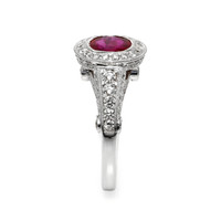 1.72 Ct. Ruby and Natural Diamond Pave Ring, 18K White Gold Image