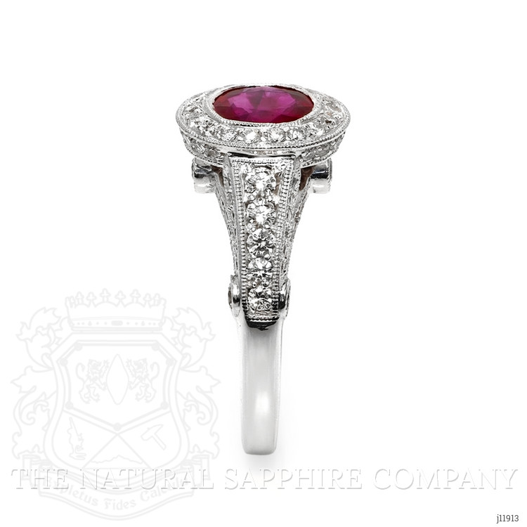 1.72 Ct. Ruby and Natural Diamond Pave Ring, 18K White Gold