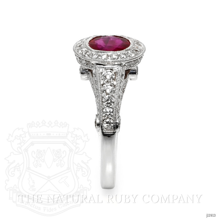 1.72 Ct. Ruby and Natural Diamond Pave Ring, 18K White Gold