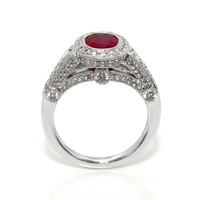 1.72 Ct. Ruby and Natural Diamond Pave Ring, 18K White Gold Image