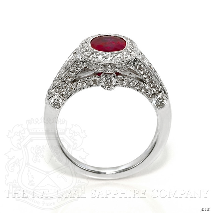 1.72 Ct. Ruby and Natural Diamond Pave Ring, 18K White Gold