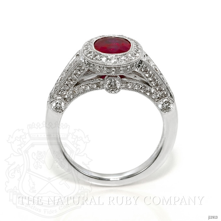 1.72 Ct. Ruby and Natural Diamond Pave Ring, 18K White Gold