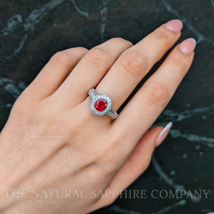 1.72 Ct. Ruby and Natural Diamond Pave Ring, 18K White Gold