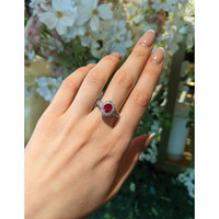 1.72 Ct. Ruby and Natural Diamond Pave Ring, 18K White Gold Life Style