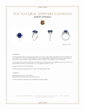 6.72 Ct. Blue Sapphire and Natural Diamond Three Stone Ring, 18K White Gold Appraisal