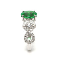 2.07 Ct. Emerald and Natural Diamond Pave Ring, 18K White Gold Image