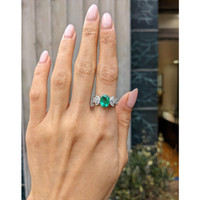 2.07 Ct. Emerald and Natural Diamond Pave Ring, 18K White Gold Life Style