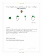 3.47 Ct. Emerald and Natural Diamond Three Stone Ring, 18K White Gold Appraisal