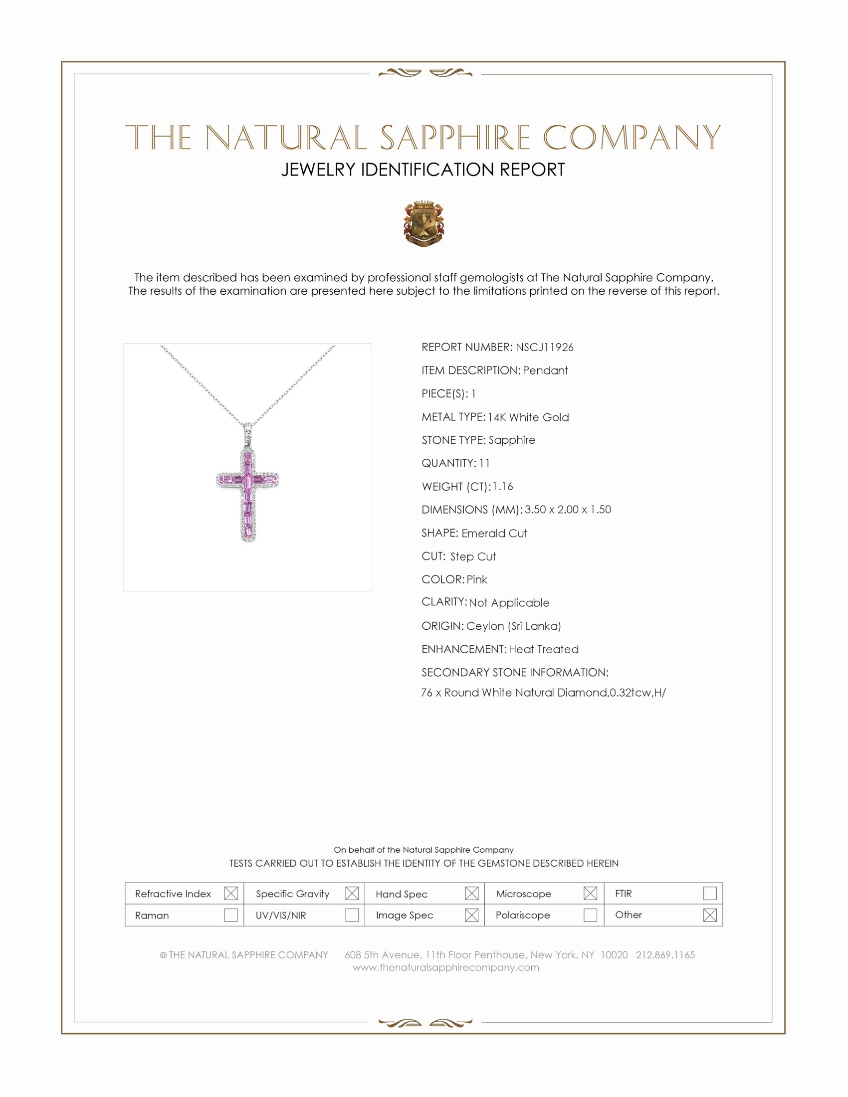 1.16 Ct. Pink Sapphire and Natural Diamond Pave Pendant, 14K White Gold