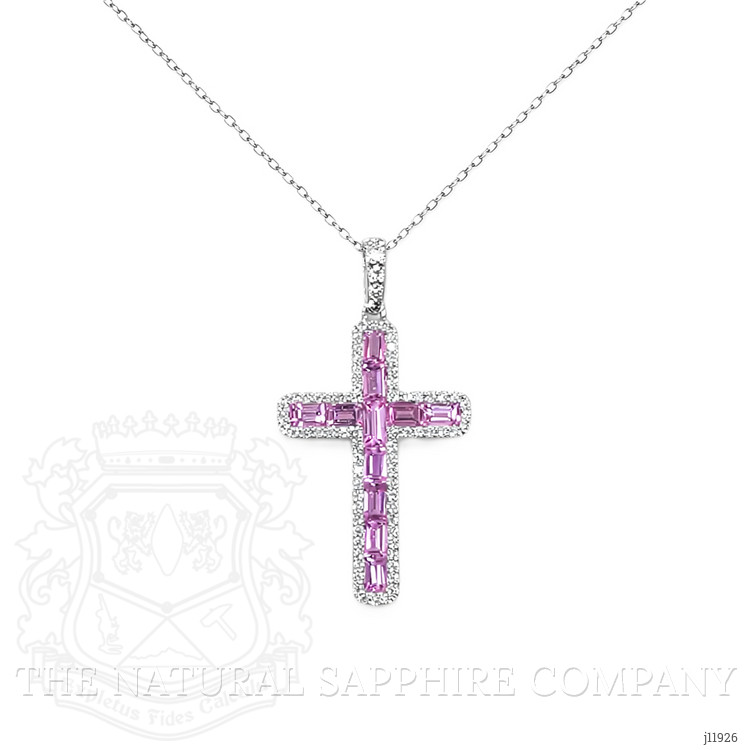 1.16 Ct. Pink Sapphire and Natural Diamond Pave Pendant, 14K White Gold