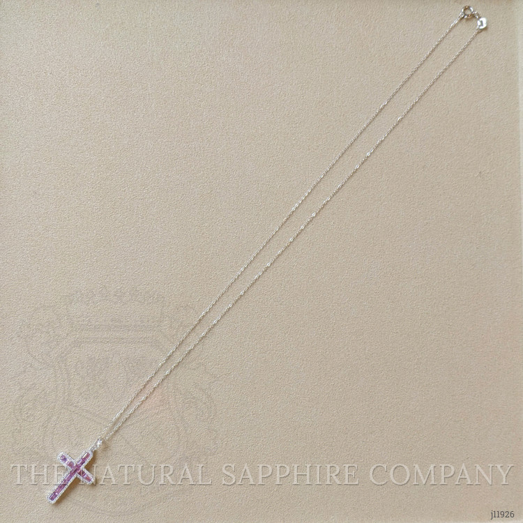 1.16 Ct. Pink Sapphire and Natural Diamond Pave Pendant, 14K White Gold