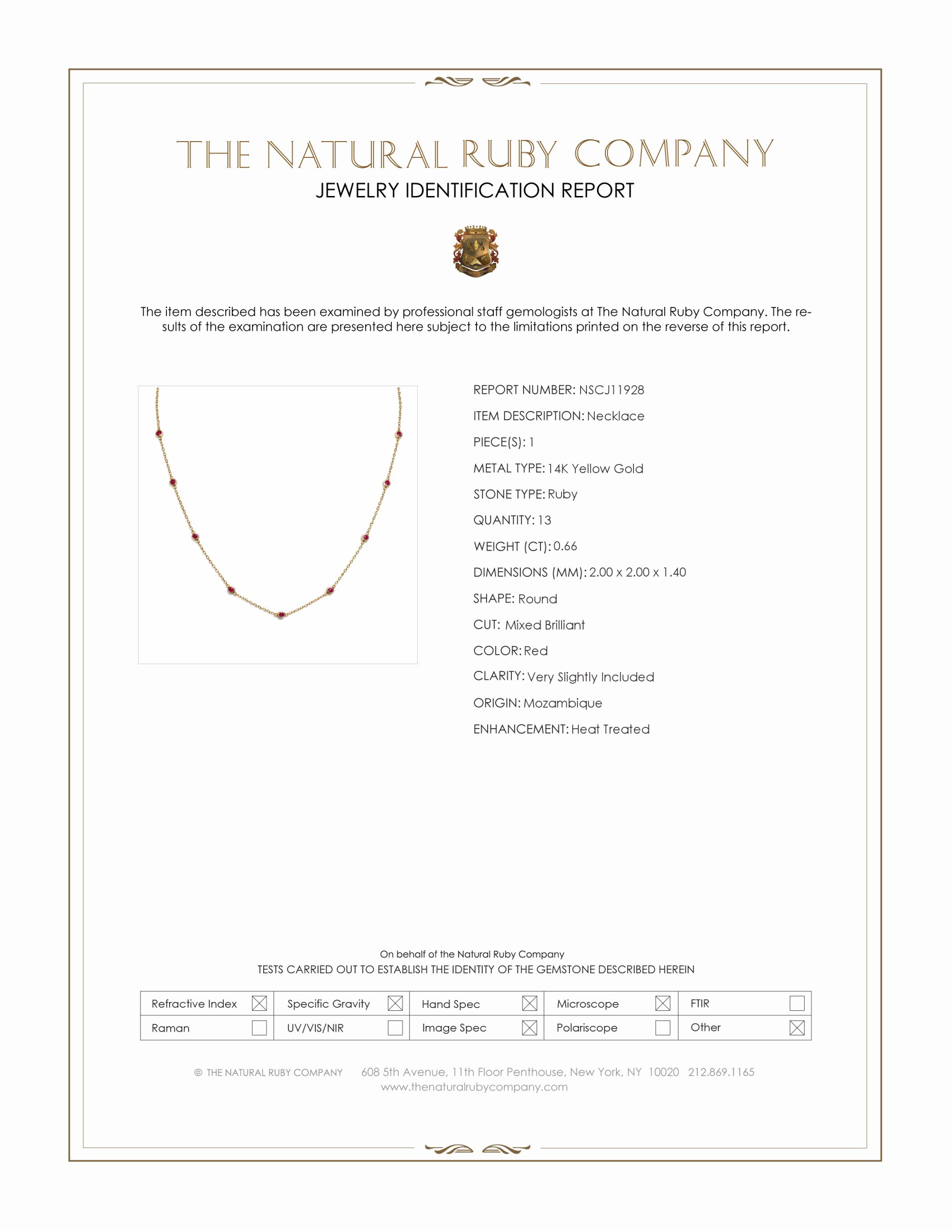 0.66 Ct. Ruby Bezel Necklace, 14K Yellow Gold