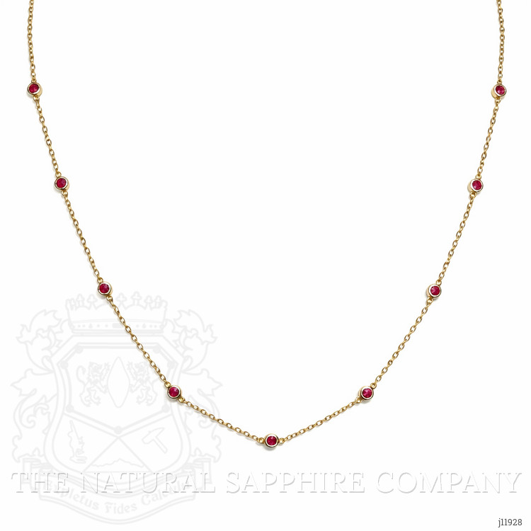 0.66 Ct. Ruby Bezel Necklace, 14K Yellow Gold