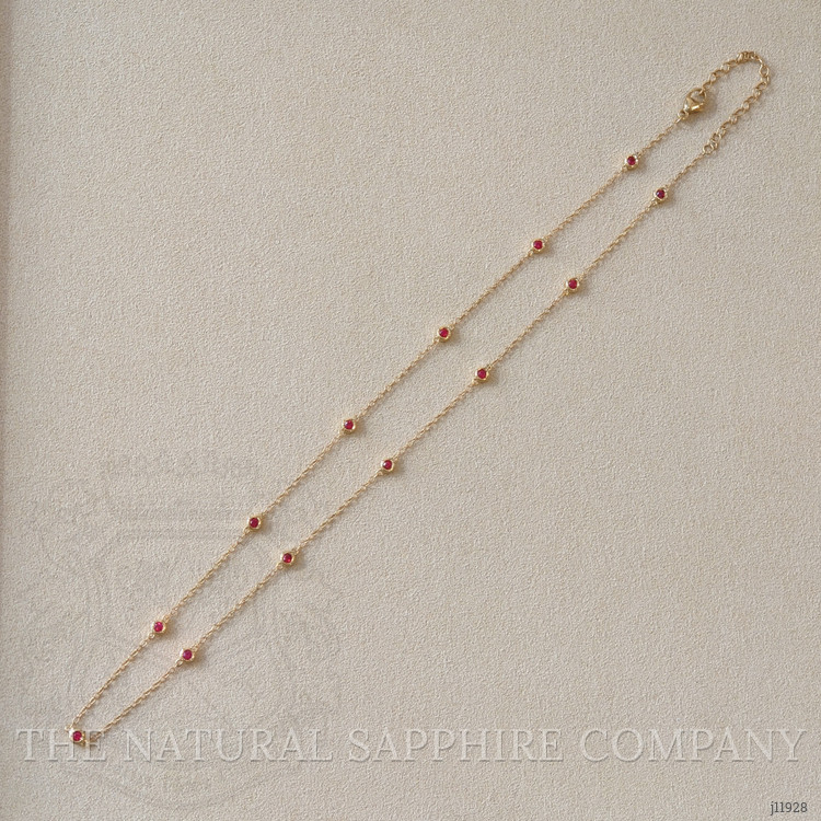 0.66 Ct. Ruby Bezel Necklace, 14K Yellow Gold