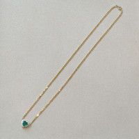 1.02 Ct. Emerald and Natural Diamond Halo Necklace, 14K Yellow Gold Image