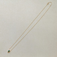 0.36 Ct. Emerald and Natural Diamond Halo Necklace, 18K Yellow Gold Image