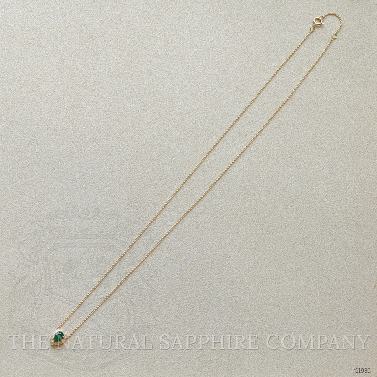 0.36 Ct. Emerald and Natural Diamond Halo Necklace, 18K Yellow Gold