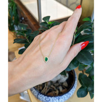 0.36 Ct. Emerald and Natural Diamond Halo Necklace, 18K Yellow Gold Life Style