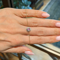 0.45&nbsp;Ct.Tw.Total Carat Weight Pink Sapphire and Natural Diamond Halo Bracelet, 18K Yellow Gold Life Style
