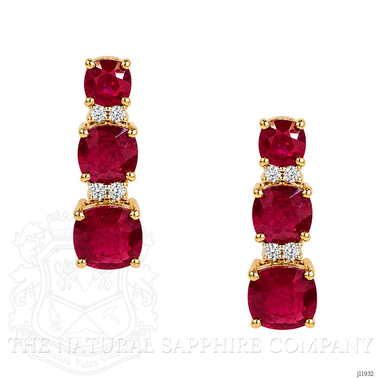 2.16 Ct.Tw. Ruby and Natural Diamond Pave Earrings, 14K Yellow Gold