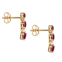 2.16 Ct.Tw.Total Carat Weight Ruby and Natural Diamond Pave Earrings, 14K Yellow Gold Image