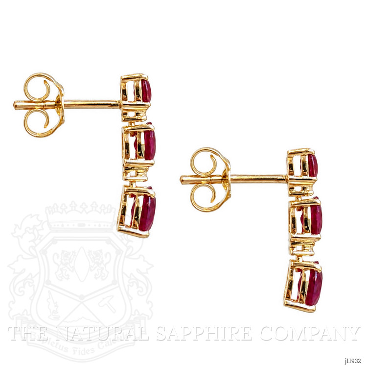2.16 Ct.Tw. Ruby and Natural Diamond Pave Earrings, 14K Yellow Gold