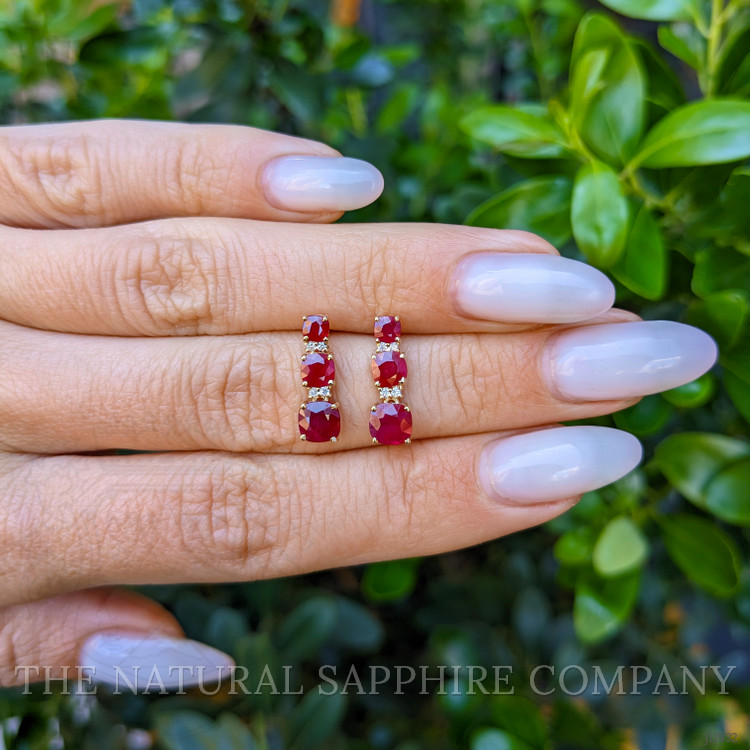 2.16 Ct.Tw. Ruby and Natural Diamond Pave Earrings, 14K Yellow Gold