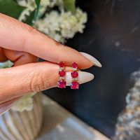 2.16 Ct.Tw.Total Carat Weight Ruby and Natural Diamond Pave Earrings, 14K Yellow Gold Life Style